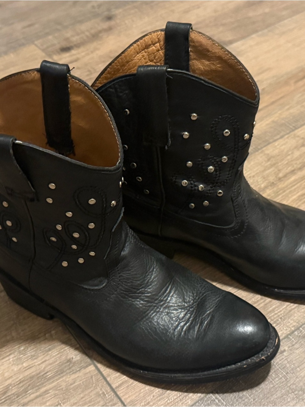 Miz Mooz Black Studded Leather Heeled Boots